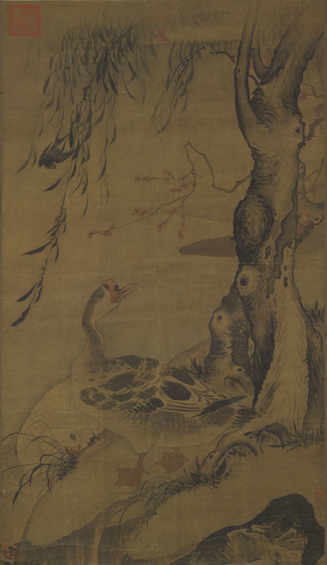 (传)元人 《杏鹅图》轴 台北故宫博物院藏