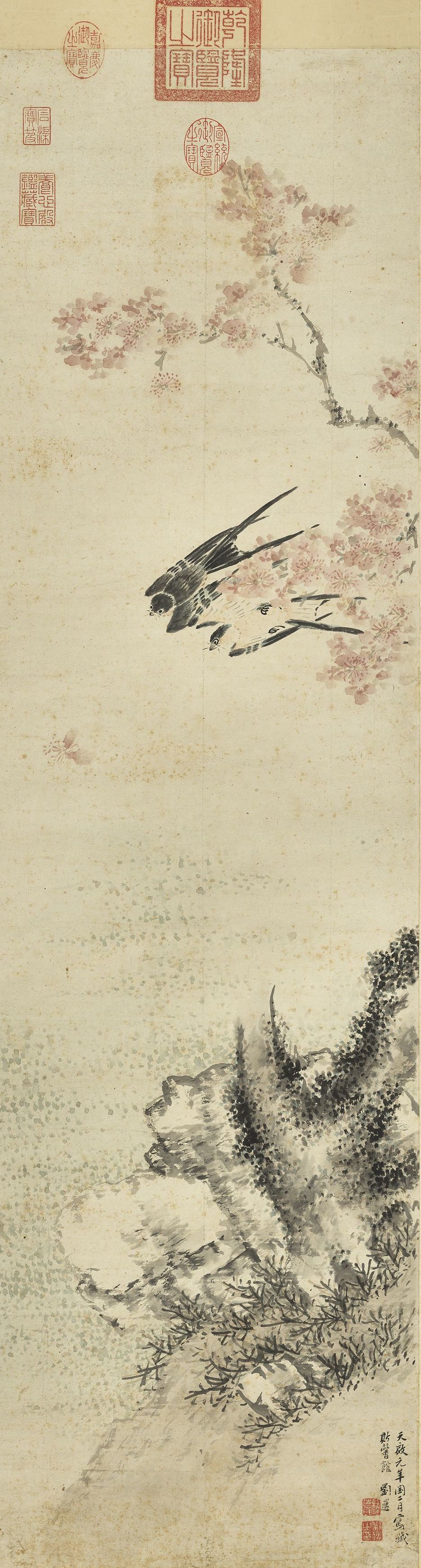 明 刘迈 《杏林春燕》轴 台北故宫博物院藏