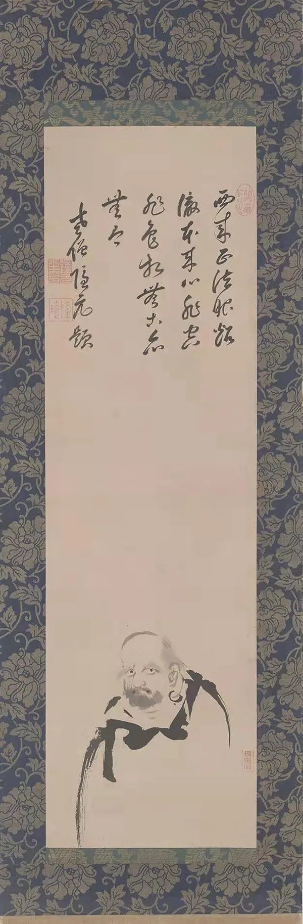 ▲隐元隆琦达摩图,隐元隆琦(1592-1673),中国画,88x33cm,1664,杭州永福寺藏