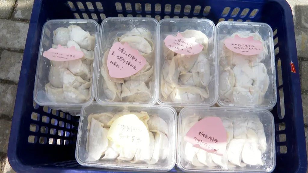 防疫值守人员为小区居民回赠的饺子 图片均来源于当涂县融媒体中心