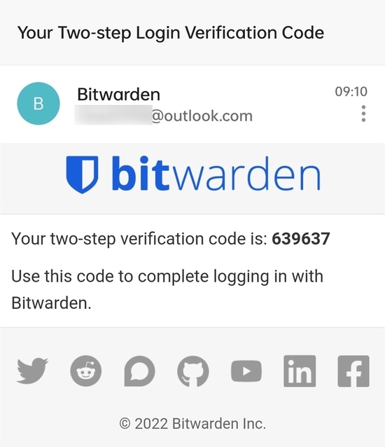 ▲ Bitwarden 开启邮箱验证码‘双重验证’