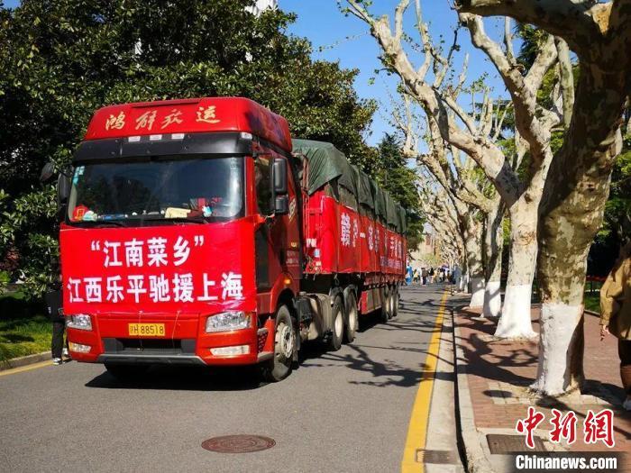 江西乐平捐赠28吨蔬菜给上海交通大学和上海建桥学院。　民盟上海市委供图