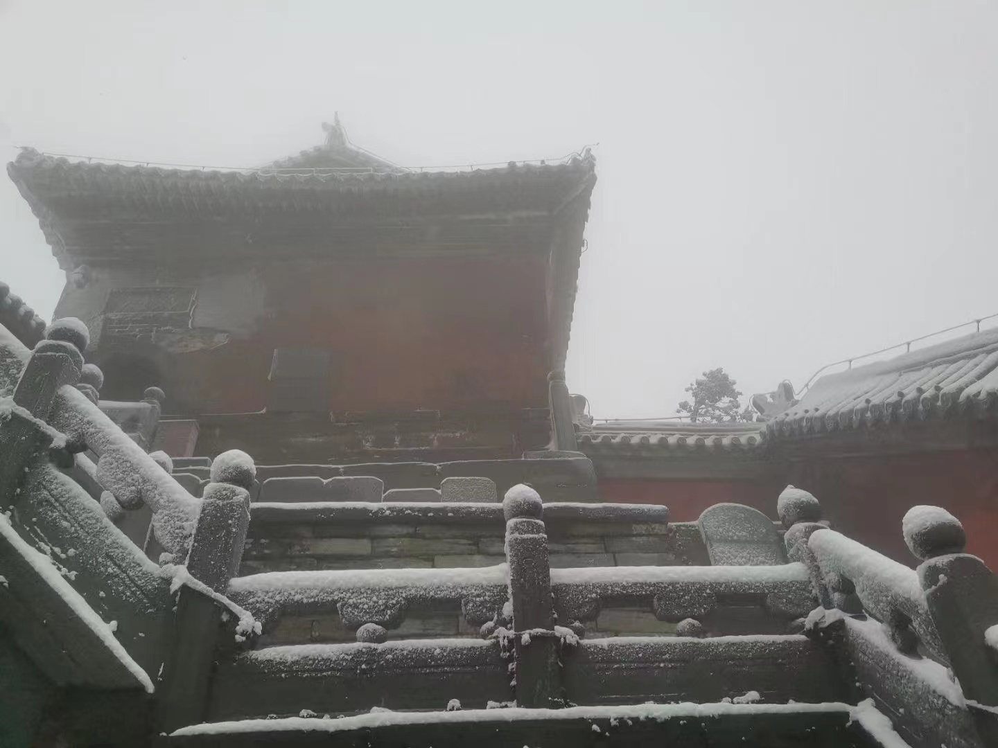 倒春寒来袭 十堰武当山四月飞雪刷屏朋友圈