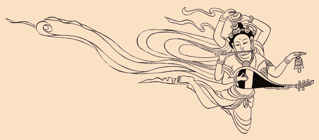 莫高窟第148窟六臂飞天（赵声良绘）