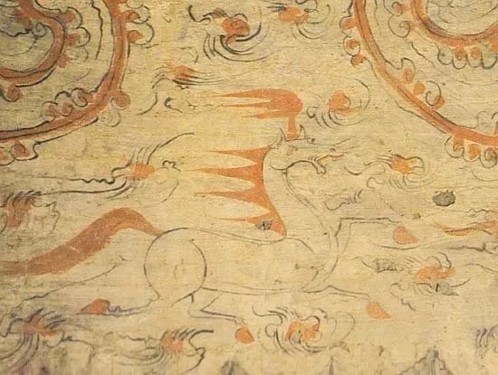 甘肃丁家闸十六国墓壁画《天马图》| 图源《甘肃丁家闸十六国墓壁画》