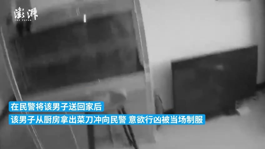 醉酒男子被民警送回家后持刀袭警，被当场制服 凤凰网视频 凤凰网