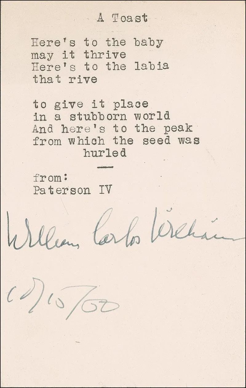 威廉斯诗歌原稿。