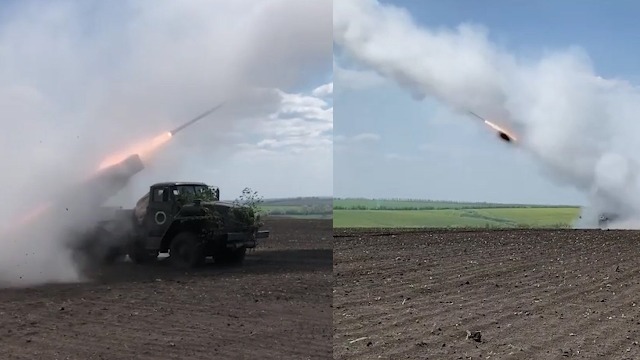 俄军海鹰-10无人机侦察发现乌军据点 多管火箭密集打击