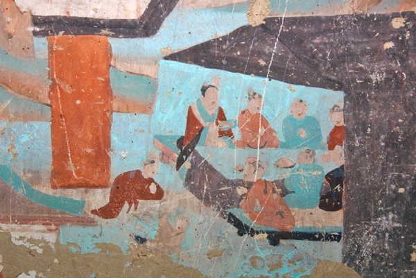 帐篷酒肆，莫高窟第12窟，晚唐