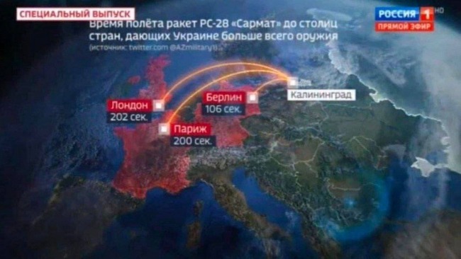 “末日飞机”升空 俄国家电视台模拟核打击德法英三国首都