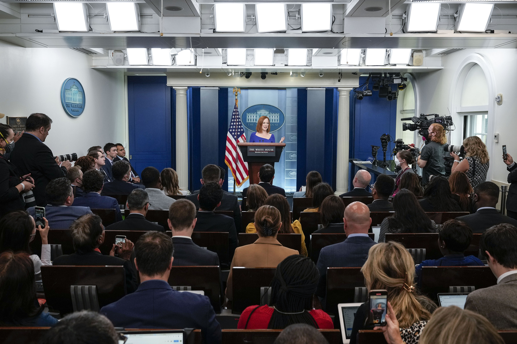 白宫新闻秘书普萨基参加其任内最后一场记者会