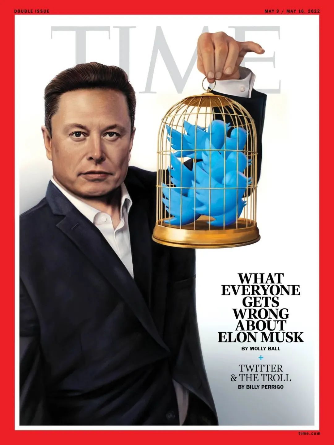 4月26日，马斯克再登《时代》杂志封面。自从他出人意料地宣布收购推特以来，其收购进展、政治立场都成为了全美密切关注的对象。