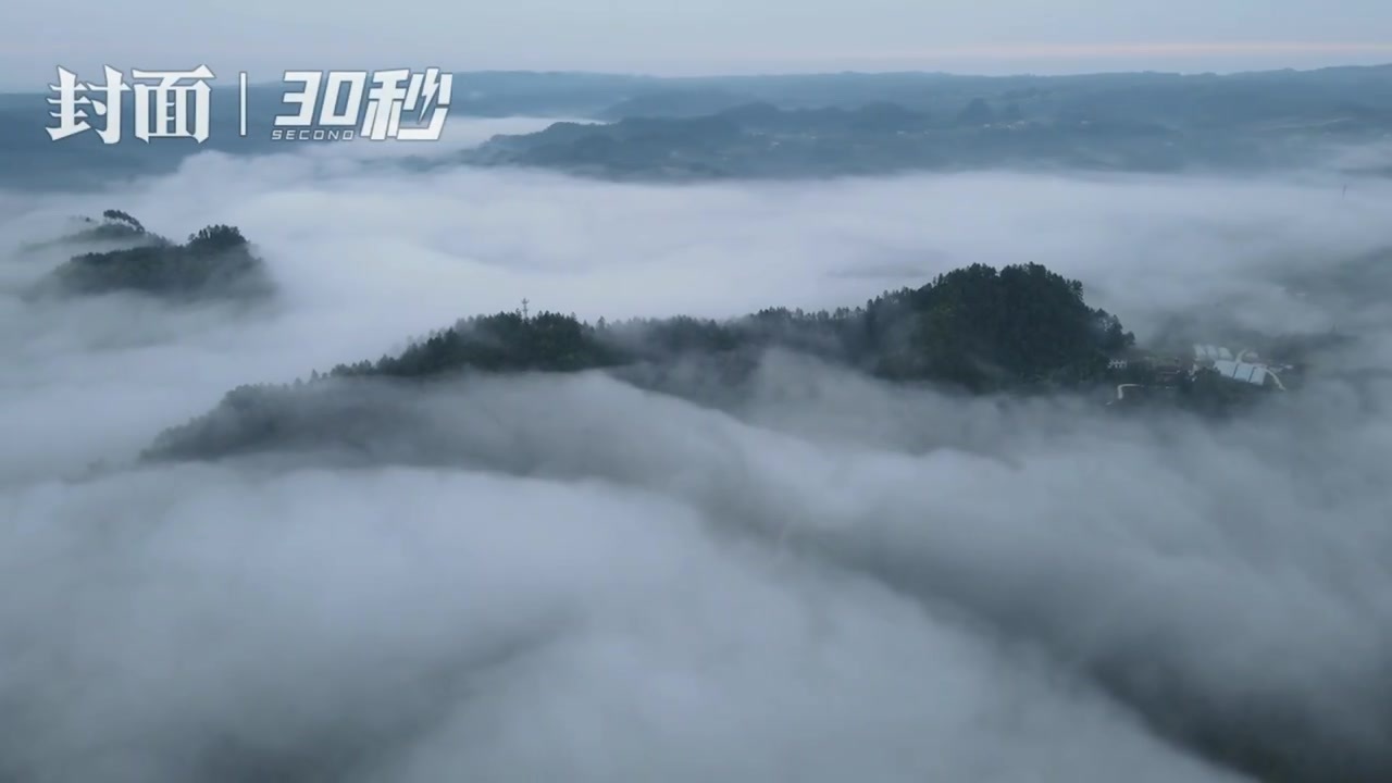 30秒｜“云游”四川威远骑龙坳 雾绕青山宛若水墨画