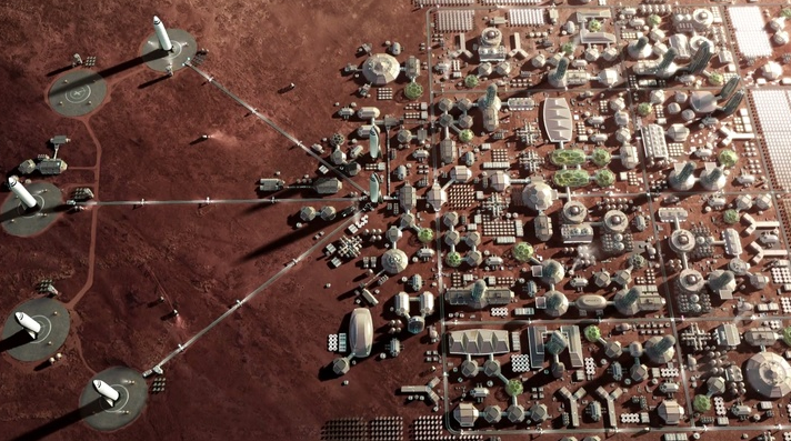 图源：马斯克描绘的未来火星蓝图