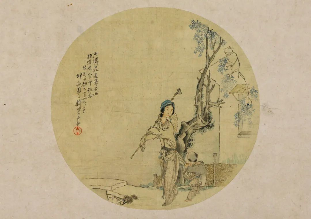 《可怜最是牵衣女图》 清&middot;钱慧安 扬州博物馆藏