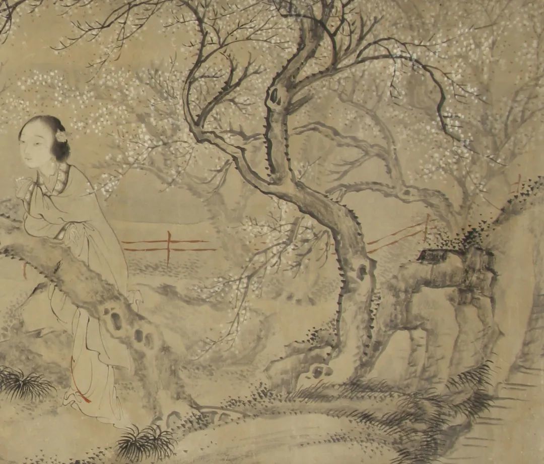 《倚梅仕女图》 清&middot;费以耕 扬州博物馆藏