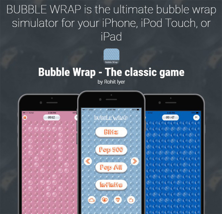  Bubble Wrap app. 图片来自：AppAdvice