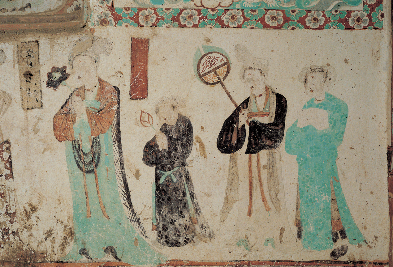 执团扇女供养人,莫高窟第116窟,中唐.