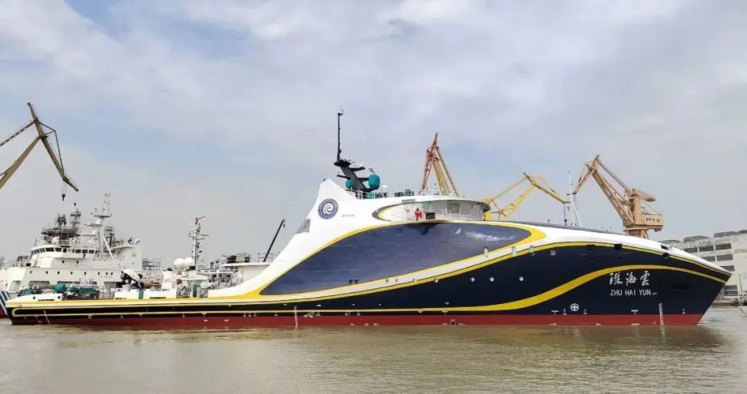 5月18日，全球首艘智能型无人系统母船在广州下水。图源：南方海洋科学与工程广东省实验室（珠海）