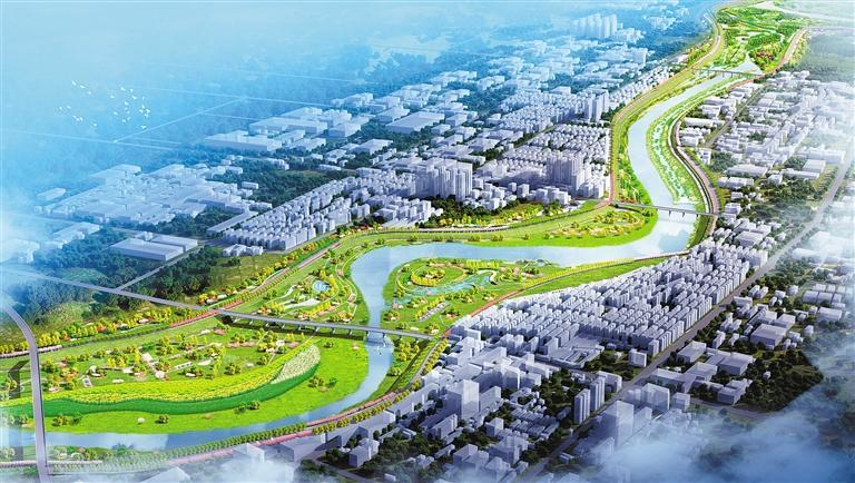 泾河高陵段综合治理工程(泾河公路桥至泾河入渭口段)效果图。  (高陵区供图 资料图片)