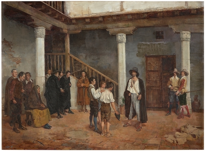 十九世纪西班牙画家对塞万提斯短篇小说《林孔内特和科尔塔迪略》情节的描绘