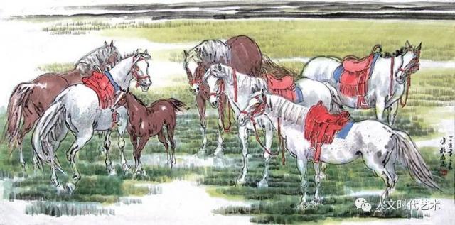 《红鞍骏马》（138x69cm)