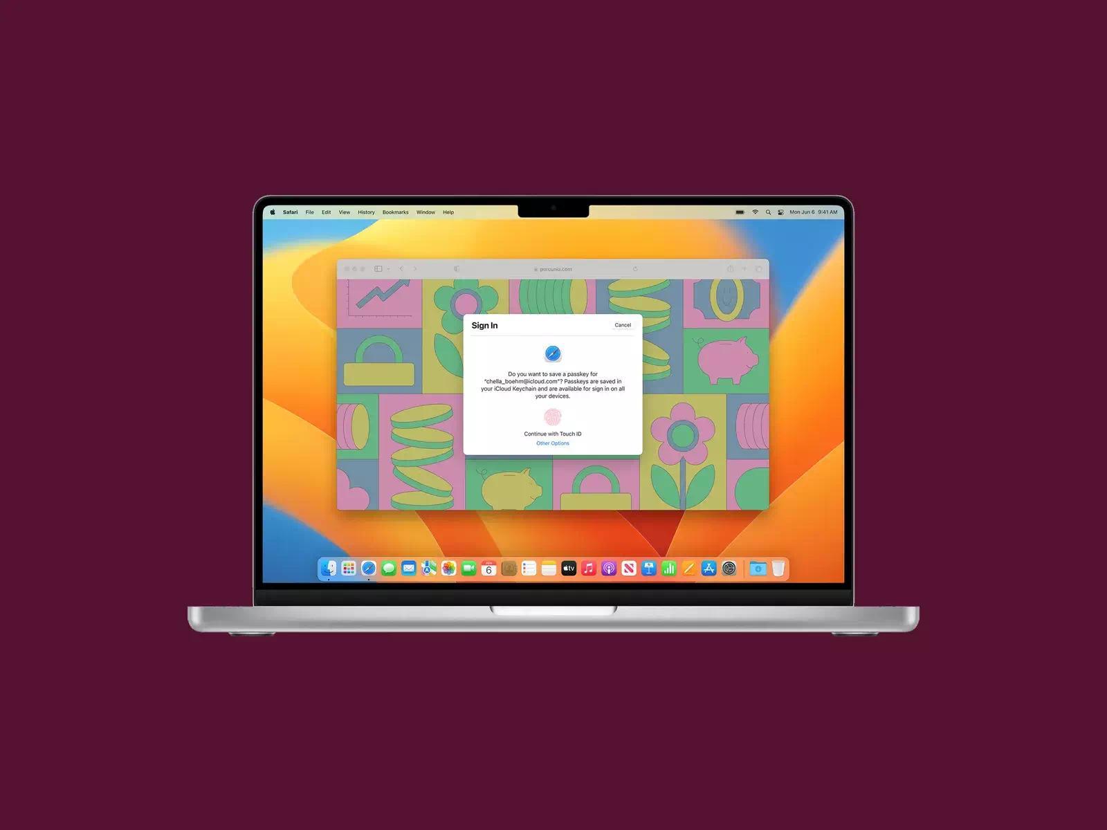 Passkeys 允许你通过 iPhone 解锁 Mac 设备 图源：Apple