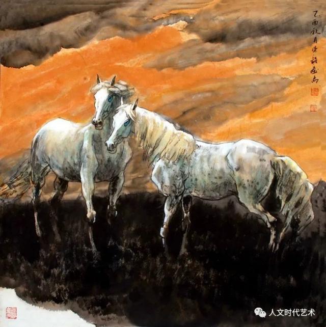 《神骏双侣》（68x69cm）