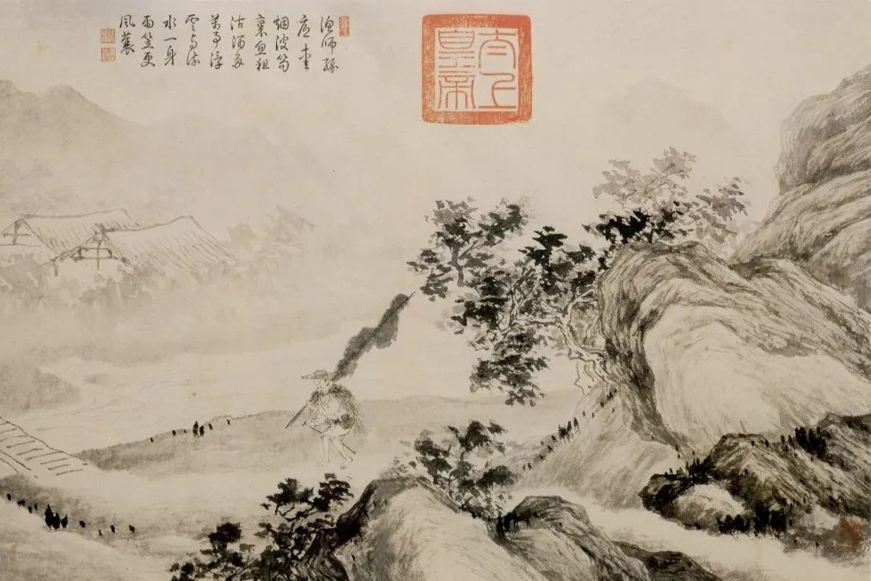 中国美術『 唐寅  唐伯虎  山水 』 中国明代山水画家   手巻 a02 中国古代山水画，明四家唐寅山水画欣赏_唐伯虎_人物画_吴中四才子