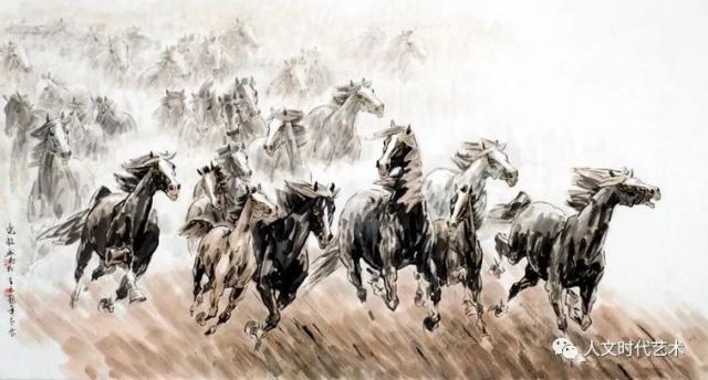 《万马奔腾》（180x96cm)