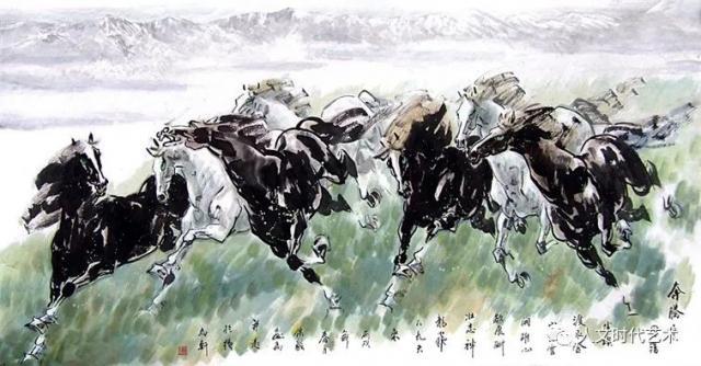 《奔腾千里》（138x69cm)