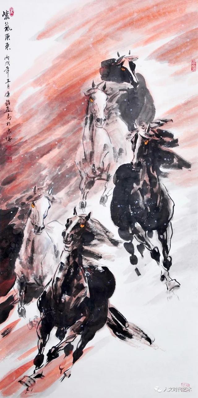 《紫气东来》（69x138cm)