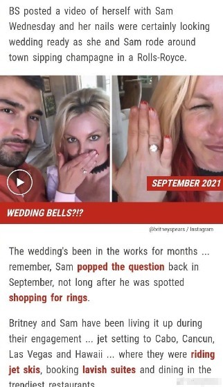 外媒曝布兰妮与山姆签署婚前协议 当前身价预估约4亿人民币