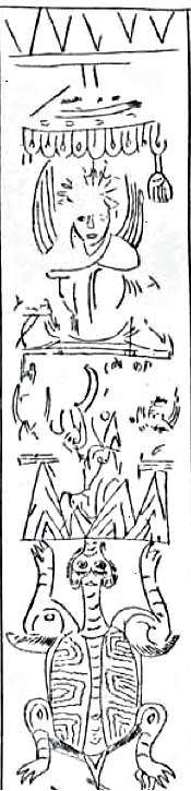 沂南北寨汉墓中室西侧支柱线稿，（采自沂南古画像石发掘报告，1956年，图7）