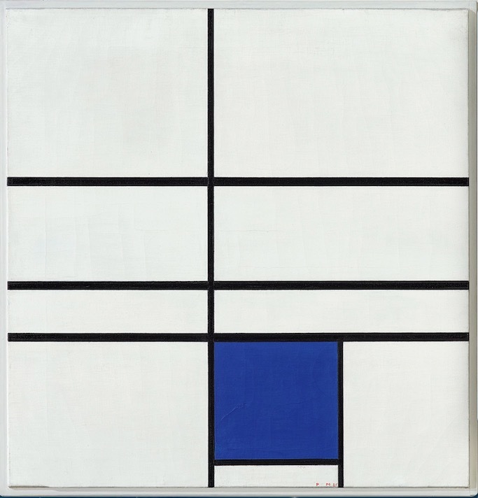 蒙德里安，《双线蓝构图》，1936年，布面油画，贝耶勒基金会藏（贝耶勒基金会展品）