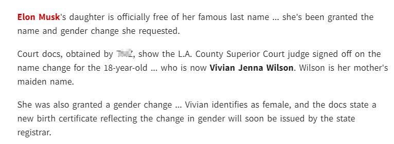 美法官同意马斯克18岁儿子要求：更改姓名和性别