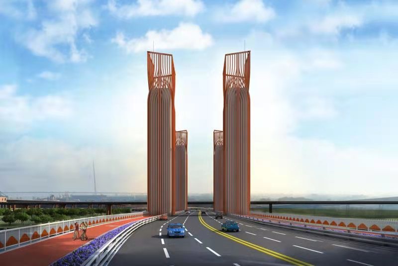 桥梁景观效果图。