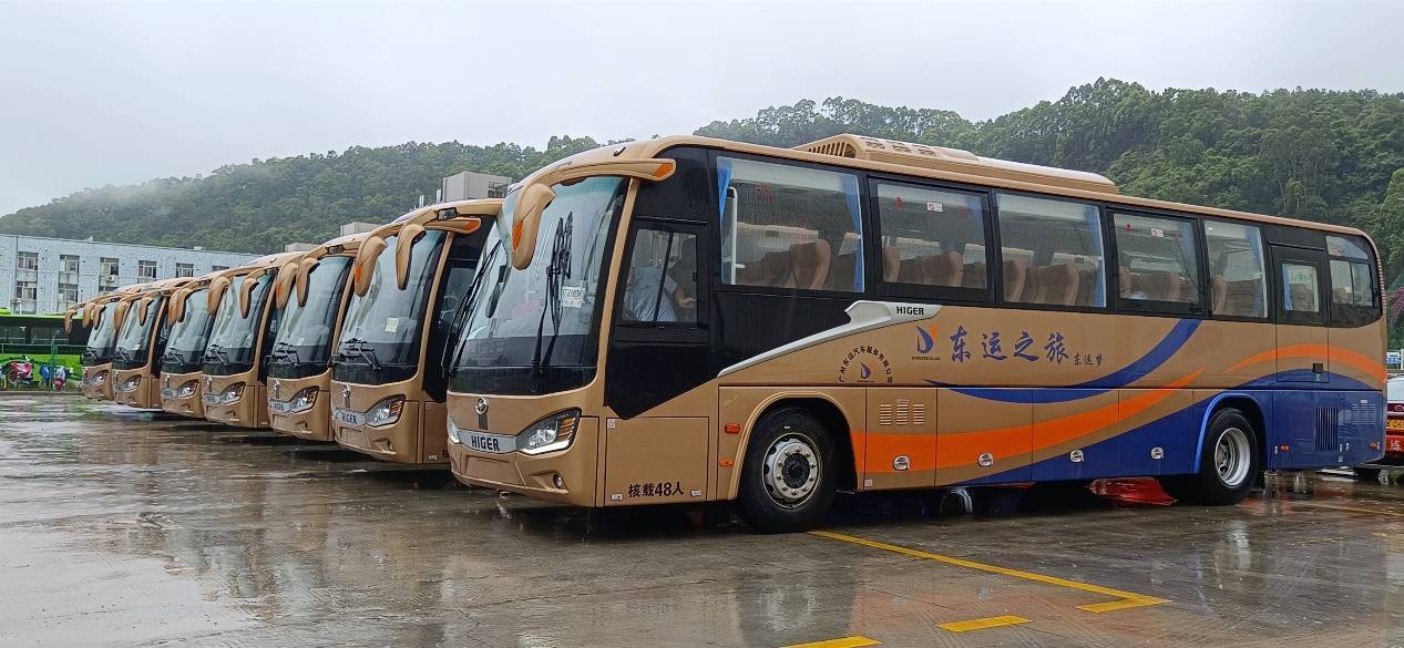 苏州金龙纯电大巴满电出行畅通大湾区绿色交通圈