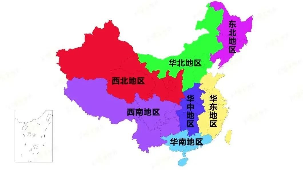 中国地理分区示意图图片