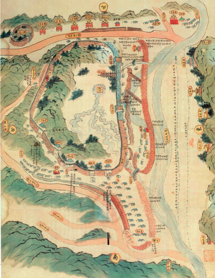 热河城外河山图，《避暑山庄宫墙外引水水系探究》引(清)《承德府志&middot;卷一》