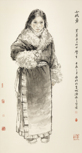 单应桂小格桑130cm&times;70cm国画2012年