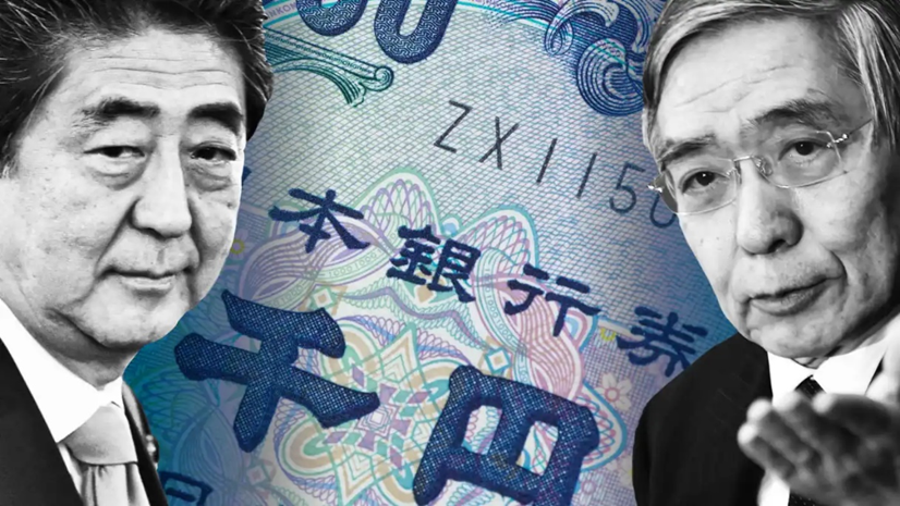 安倍晋三(左)与黑田东彦(右),现任日本央行行长黑田东彦将于2023年4月任期届满 图/Financial Times