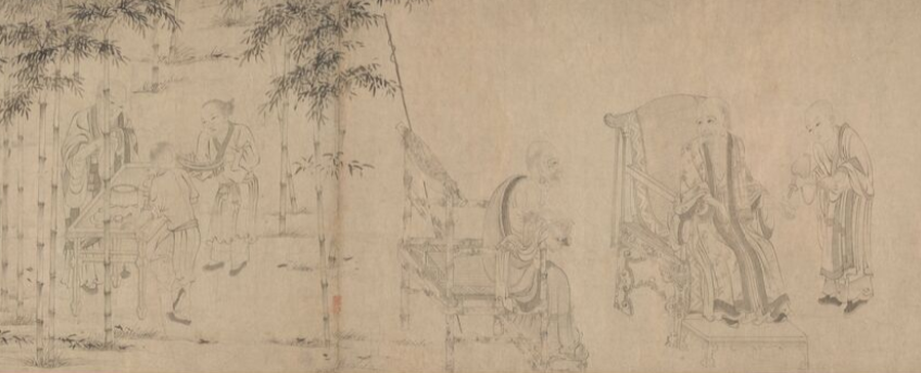 图2.南宋 梵隆 《十六应真图全卷》局部 绢本 美国弗利尔美术馆藏