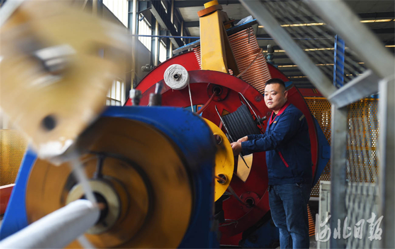 近日，河北省宁晋县佰汇电缆有限公司工人在加工异形线缆产品。河北日报记者赵永辉摄