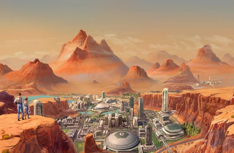 以殖民火星为主题的游戏《焕然异星》的游戏画面。