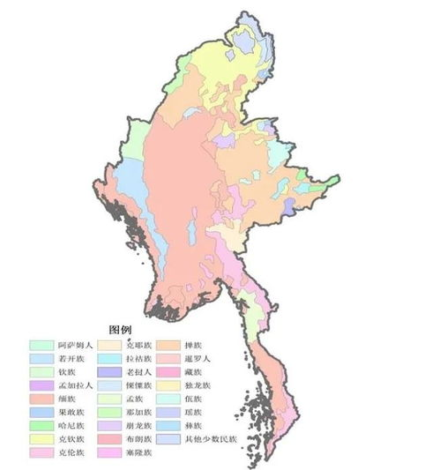 缅甸各民族势力分布图