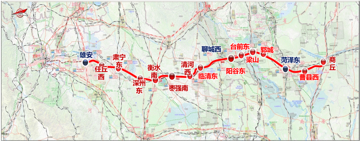 據鄭州鐵路發佈信息顯示,新建北京至雄安新區至商丘高速鐵路雄安新區