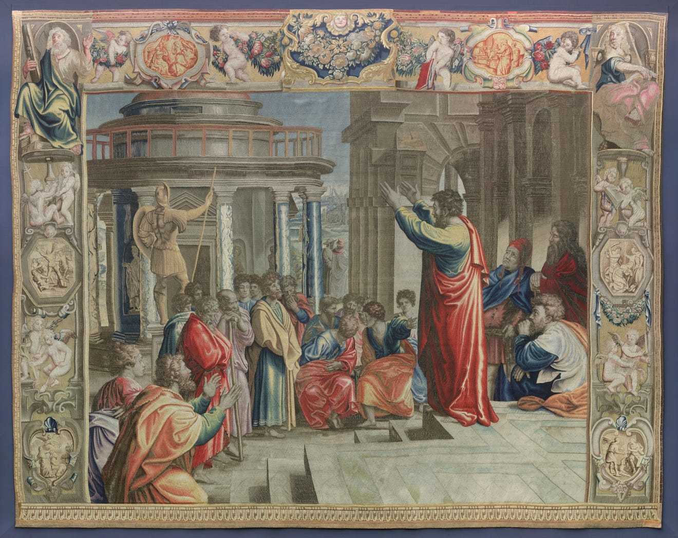 《保罗在雅典布道》，摩特雷克（Mortlake）工作坊编织