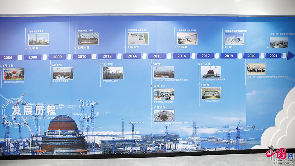 走访中核集团中国核工业科技馆(福建),图为中国核电发展历程展示面板