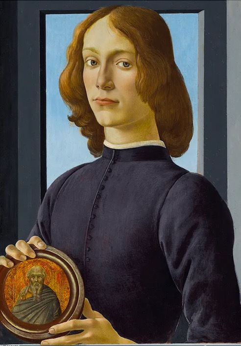 波提切利，《手持圆形圣像的年轻男子》，1470年代晚期-1480年代中期，私人藏